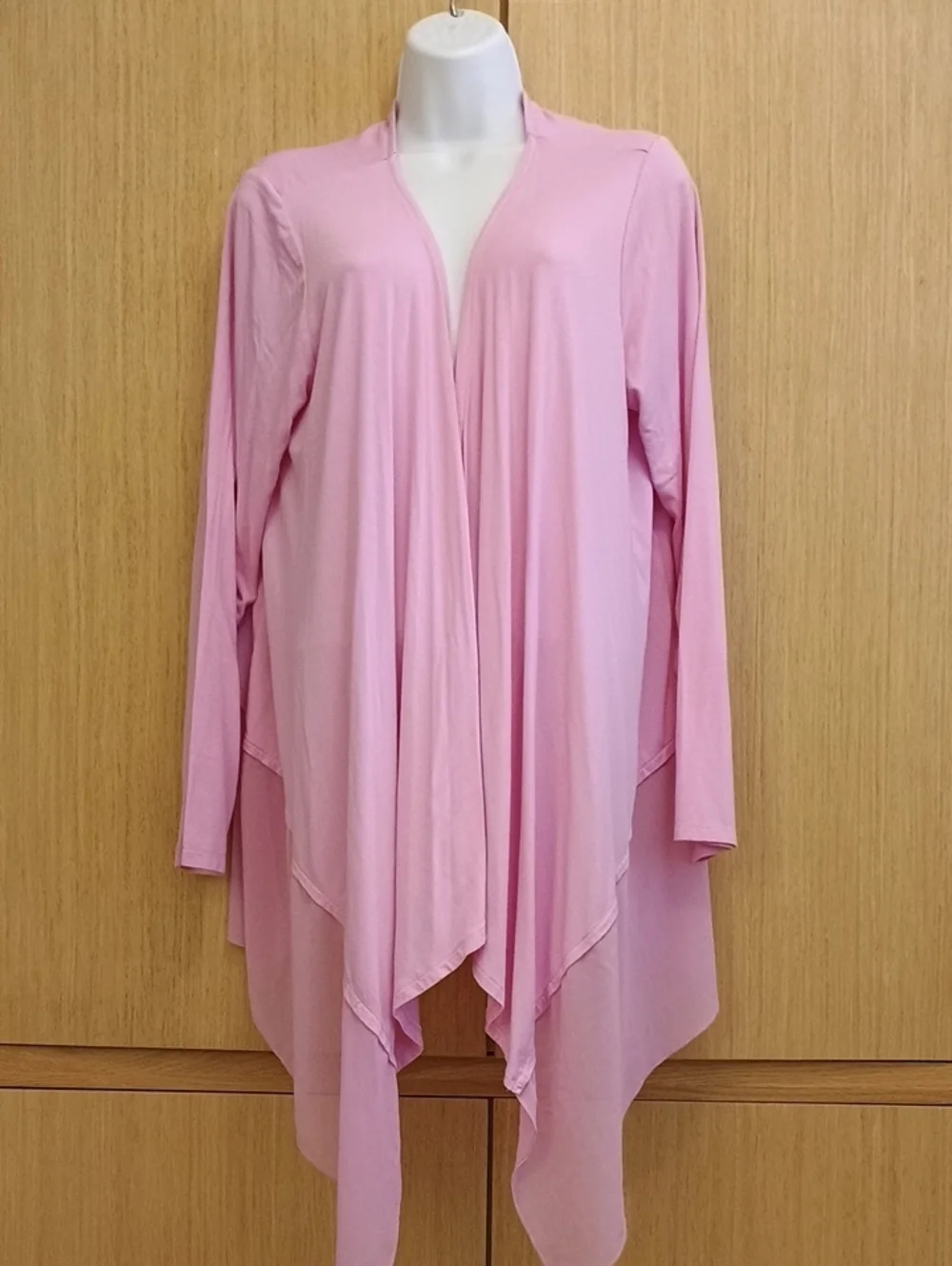 +SZ Joan Rivers SZ 1X Light Pink Draped Open Front Cardigan